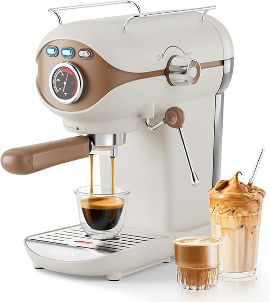 Espresso Machine 20 Bar, Compact Coffee Maker with Milk Frother Steam Wand Professional Espresso Coffee Machine with Removable Water Tank, Latte Cappuccino Machine for Home Office Use