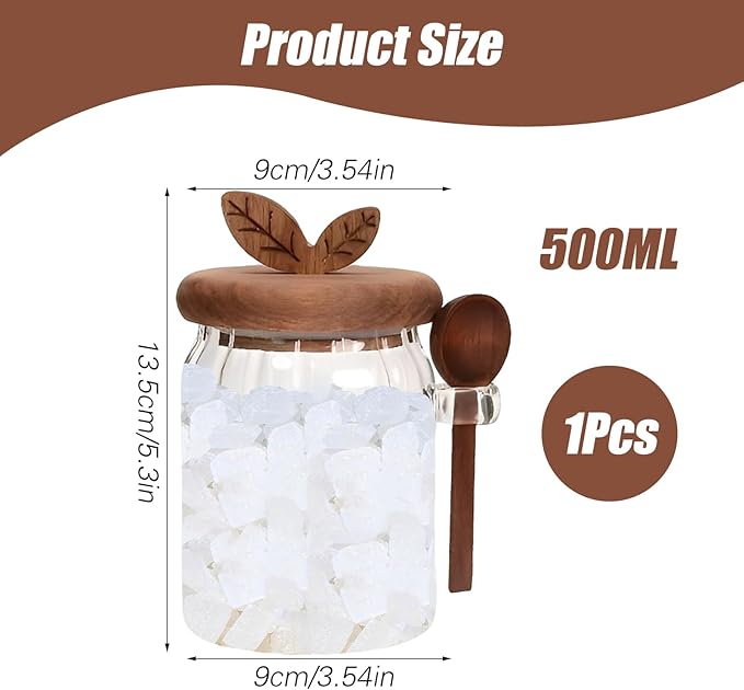 Brown Sugar Keeper Bowl with Lid and Spoon 2 Pack, 20 oz Airtight Glass Canister for Brown Sugar, Coffee Bar Container | Spice, Peper, Cereal, Tea, Spice Storage Jar | Modern Decorative