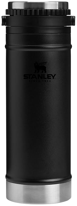 STANLEY Travel Mug with Integrated French Press 16 oz | 5 Minute Brew, 4 Hours Hot, Leakproof Lid | Mesh Filter for Coffee Grounds | Insulated Stainless Steel Coffee Maker | BPA-Free | Black 2.0