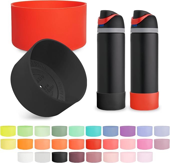 2PCS Silicone Boot for Owala 24oz FreeSip Water Bottle, Anti-Slip Scratch-Resistant Bottom Sleeve, Protective Sports Bottles Accessories, BPA-Free