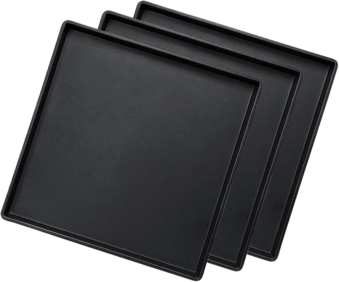 Black Square Tray 11 Inch - 3 Pack Organizer Decorative Tray for Bathroom Vanity, Coffee Table, Dresser & Kitchen Countertop - Black Catch-All Tray for Home Decor, Jewelry, Makeup & Snacks