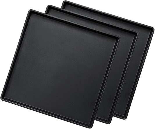 Small Square Tray (9 inch) 3 Pack, Durable Black Tray for Desserts & Organization, Lightweight for Coffee, Drinks, Party, Seasoning, Perfume and Display.