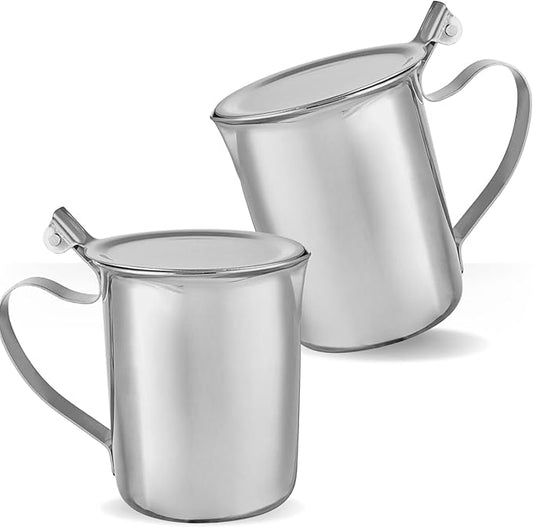 Thunder Up Creamer with Lid 10 Oz (2 pcs), Coffee Creamer Container, Small Stainless Steel Milk Pitcher, Coffee Cream Dispenser, Creamer Pitcher with Lid, Silver