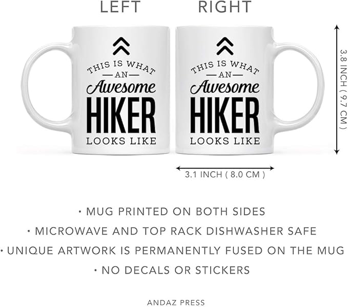 Andaz Press 11oz. Ceramic Coffee Tea Mug Thank You Gift, This is What an Awesome Hiker Looks Like, 1-Pack, Birthday Christmas Gift Ideas Coworker Him Her, Includes Gift Box