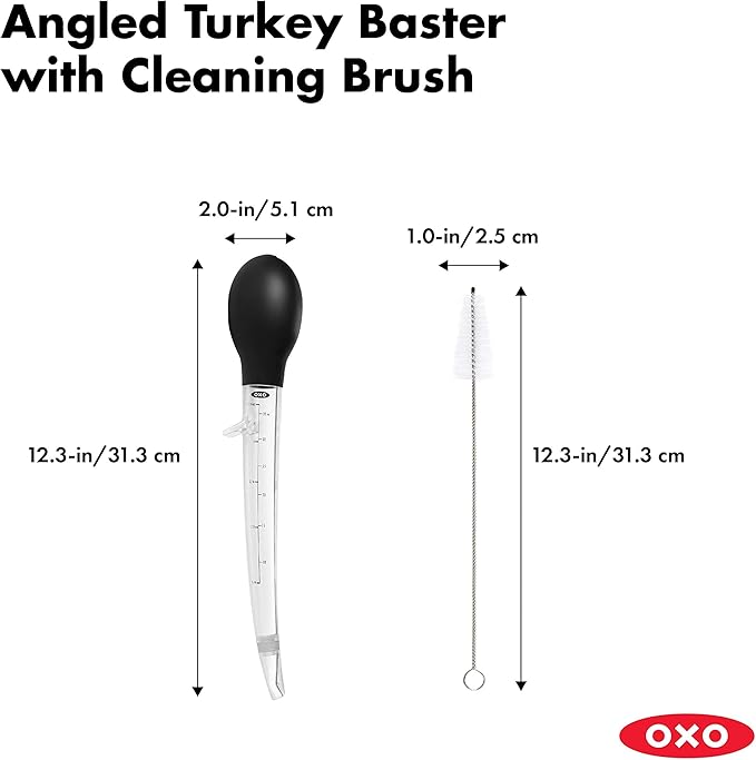 Ergonomic Turkey Baster with Angled Tip and Cleaning Brush 719812041193