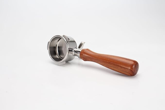 DIBTSA 54mm Portafilter Compatible with Breville RM-BES870XL, BES878BSS, BES840XL, BES840CBXL, BES840BSXL, BES810BSS, Double Spouts 3 Ears, Stainless Steel Head and Filter Basket and Wood Handle