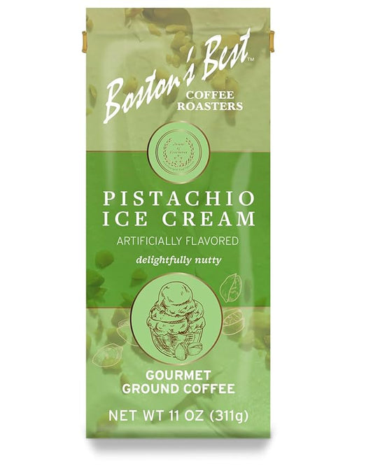 Bostons Best Coffee Pistachio Ice Cream Gourmet Ground Coffee Medium Roast 11 oz