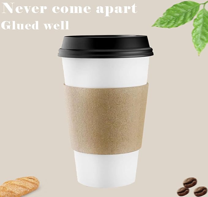 500 PCS Coffee Sleeves by MTJBYD-Fit 12oz,16oz,20oz,22oz, 24oz Hot Cups-Kraft Paper Cup Sleeves Perfect for Hot Drinks-Disposable and Recyclable-Plain Brown Color (PACK of 500)