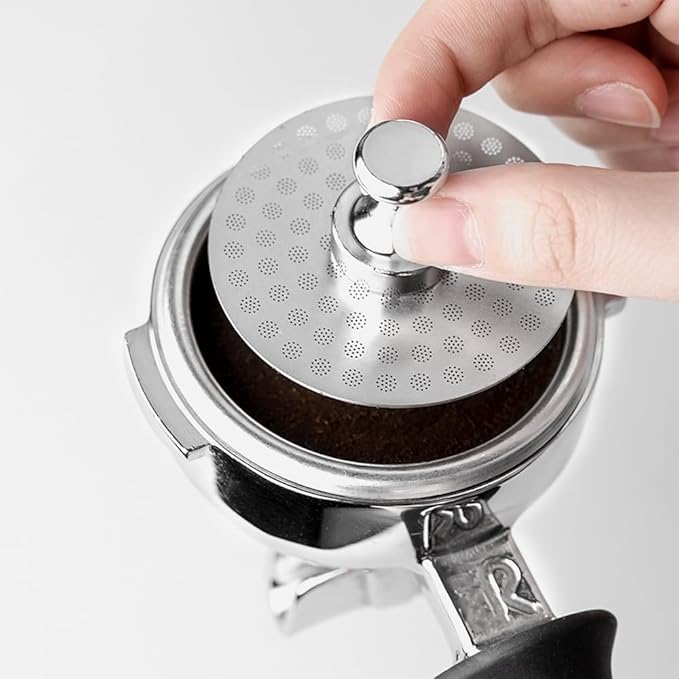 0.7MM Magnetized Espresso Puck Screen and Magnet Kit For Barista,304 Stainless Steel Espresso Filter Screen,Reusable Coffee Filter Mesh For Potafilter Basket (53 MM)