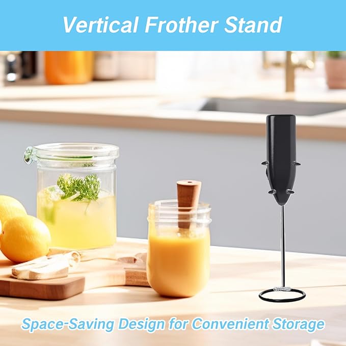 Frother Stand Kitchen Milk For Coffee Stainless Steel Stand Fits for Multiple Types of Coffee Frothers - Heavy Duty Stand Ideal (Black)