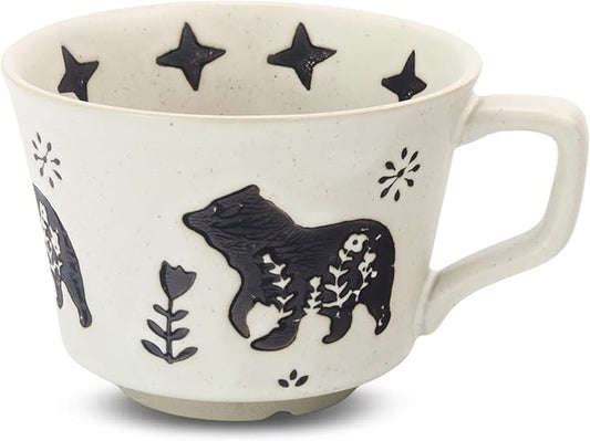 LINVIA Ceramic Coffee Mug, 12 oz Novelty Unique Teacup with Handle, Stoneware Cup for Tea Mocha Latte Cappuccino Espresso (Bear)