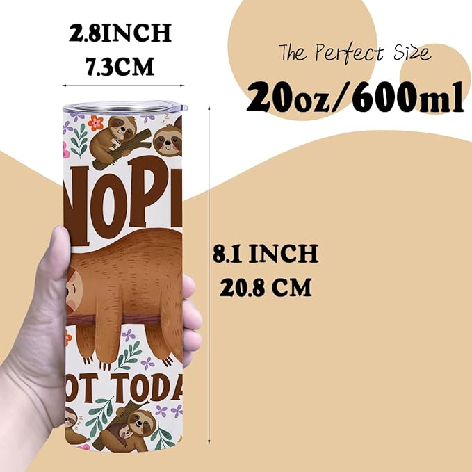 Sloth Gifts Stainless Steel Tumbler, Cute Capybara Water Bottle Double Wall Travel Coffee Mug Vacuum Insulated Thermal Cup, Graduation Birthday Animal Lovers Gifts for Women Girls Sloth Lovers