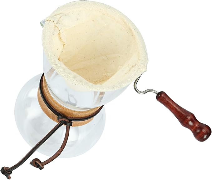 Homend Pour Over Coffee Maker 4-Cup, 16oz, 480ml with 2 Reusable Cloth Drip Filter & Wooden Collar Holder Heat Resist Glass Drip Coffeemaker, Hand Brew Dripper Carafe for Home Camping Travel
