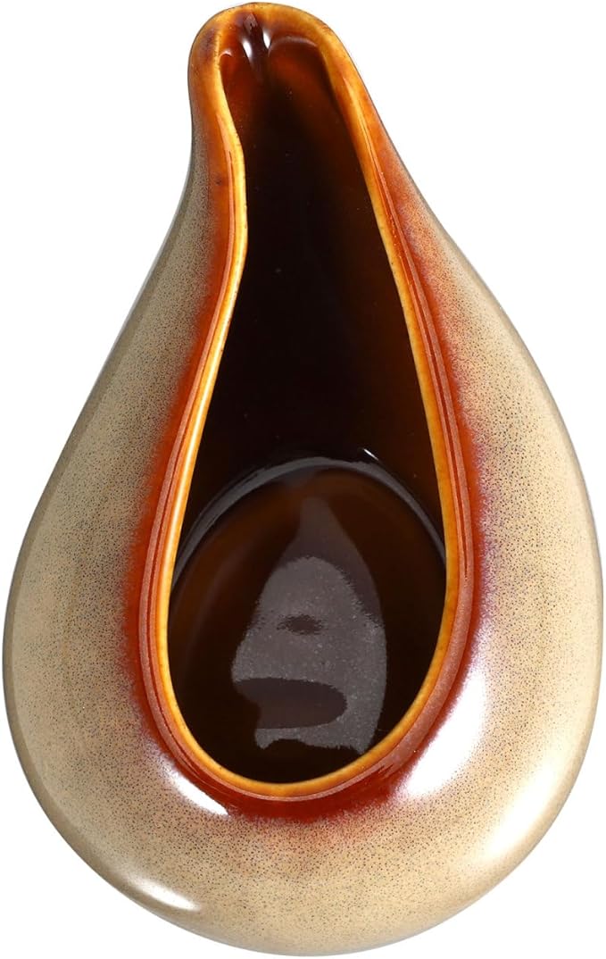 Amosfun Ceramic Sauce Pitcher Creamer Gravy Boat Small Porcelain Milk Jug Syrup Dispenser Serving Pitcher for Salad Dressing Coffee Tea 3.54X2.36X1.96In