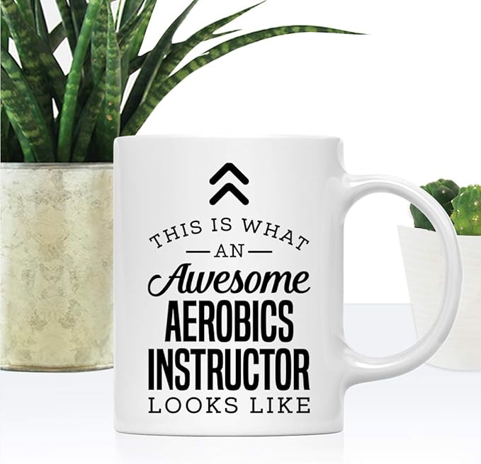 Andaz Press 11oz. Ceramic Coffee Tea Mug Thank You Gift, This is What an Awesome Aerobics Instructor Looks Like, 1-Pack, Birthday Christmas Gift Ideas Coworker Him Her, Includes Gift Box