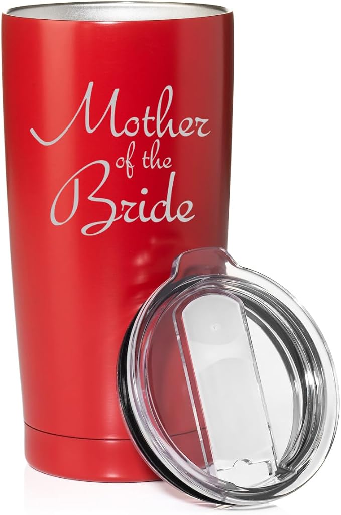 Smooth Body Tumbler Stainless Steel Vacuum Insulated Travel Mug Cup Gift Mother Of The Bride (Red, 20 oz)