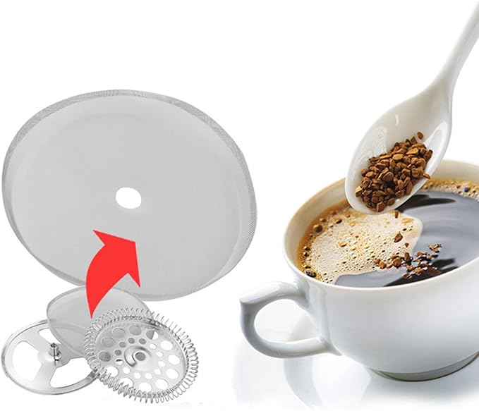 KooingTech 5pcs French Press Filter, 2.8in 304 Stainless Steel French Press Screen, Reusable French Press Filters for Press Coffee Tea Machine Tea Granules Coffee Grounds Filter