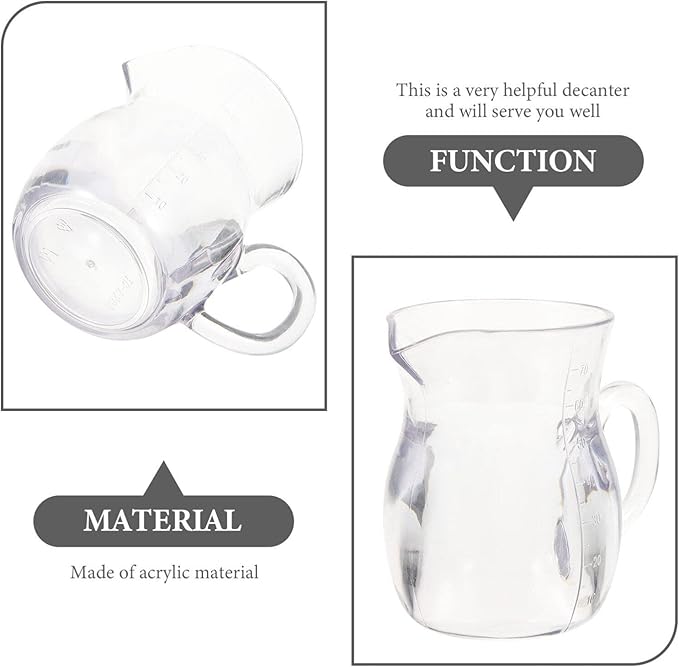 Kichvoe 2pcs Acrylic Wine Decanter Set: Liquor Dispenser with Handle Individual Small Decanter Cream Pitcher Milk Pourer Coffee Mug Tea Maple Syrup Serving, 70ml/2.4oz