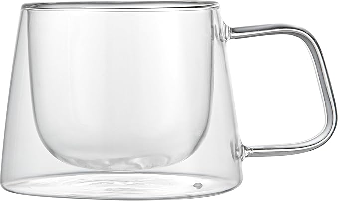 Restaurantware Glass Espresso Cups 12 Count 7 Ounces Borosilicate Double Wall Glass Coffee Mugs Insulated Clear Tea Drinkware for Hot or Cold Beverages