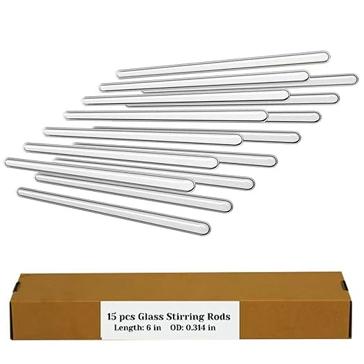 15 Pack Glass Stirring Rods: Diameter 0.314 inch Length 6 inch Glass Stir Sticks, Borosilicate Glass Stirring Rod for Mixing Lab