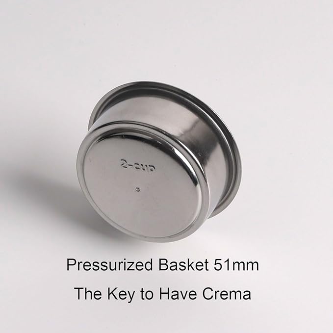 51mm Pressurized Filter Basket Compatible with Gevi/CASABREWS/CAPRESSO - Dual Wall Filter Basket - 2 Cups Capacity