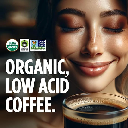 VitaCup Perfect Low Acid Coffee Ground, USDA Organic & Fair Trade, Mycotoxin Free, Dark Roast Guatemala Single Origin, Clean & Pure for Drip Coffee Brewers and French Press, 3 bags, 11oz each
