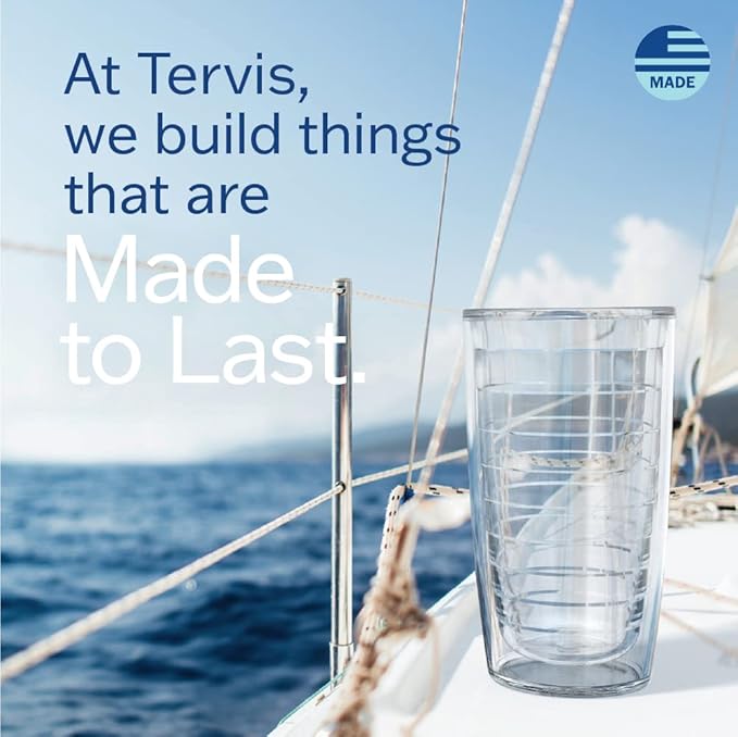 Tervis Clear & Colorful Tabletop Made in USA Double Walled Insulated Tumbler Travel Cup Keeps Drinks Cold & Hot, 16oz - 4pk, Clear