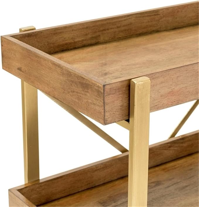 Pemberly Row Modern/Contemporary Riley Wooden Kitchen Bar Cart Gold