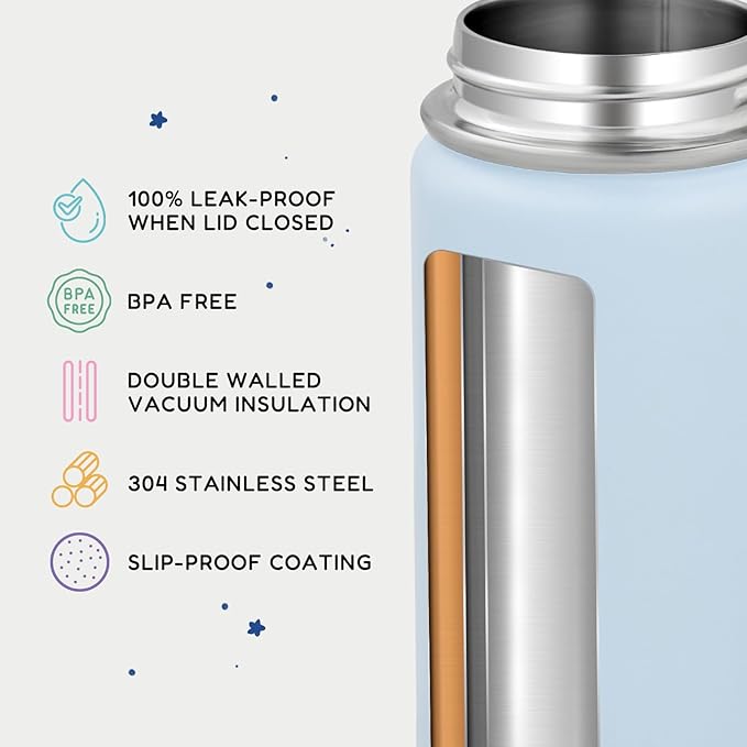 12oz Kids Water Bottle for School, Toddler Bottles with Straws, Stainless Steel Vacuum Insulated Water Bottle for Boys&Girls, Leak-Proof, BPA-Free, Hope