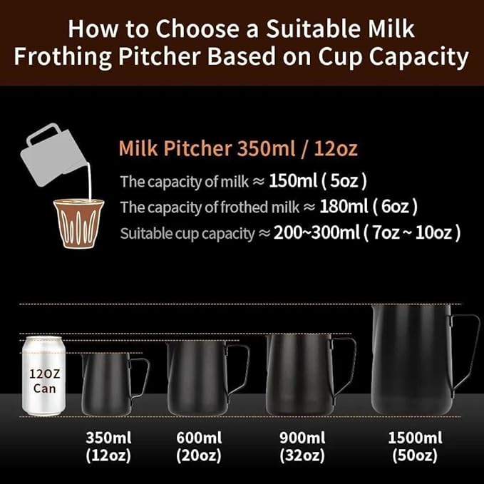 watchget Stainless Steel Milk Frothing Pitcher 12oz/350ml - Espresso Steaming Pitcher for Cappuccino, Latte Art, Coffee Machine Accessories Milk Jug Coffee Frother Cup, Creamy White