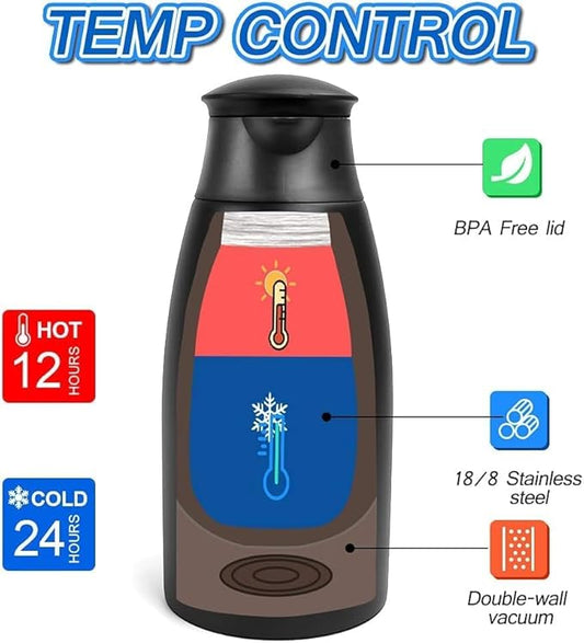 68oz Thermal Coffee Carafe, 2 Pack Airpot Insulated Coffee Urn Stainless Steel Vacuum Thermal Pitchers for Coffee, Hot Water, Tea, Beverage - Keep 12 Hours Hot, 24 Hours Cold (Silver, Matte Black)