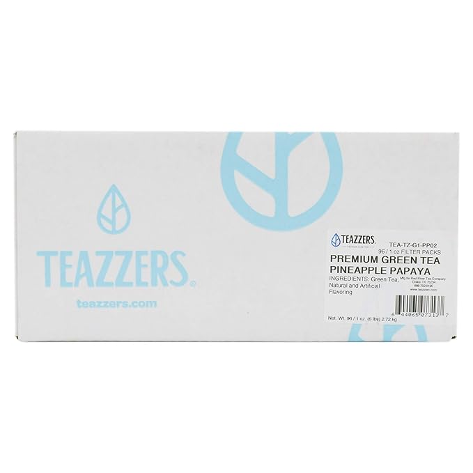 Teazzers Premium Green Pineapple Papaya Tea Bags, Great for Foodservice Commercial Ice Tea Brewers, Unsweetened (1 Ounce, 96, Count)