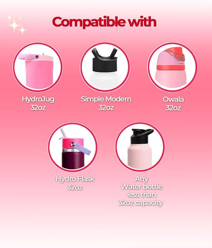 Valentine's Day Tumbler Decals for Owala Accessories - Sweet Heart Bows Stickers, Fits 32oz Angel Food Cake Owala Bottles, Great Valentines Gift (Red)