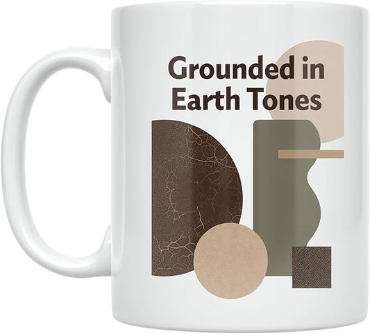 Grounded Earth Tones - Minimalist Design Lover - 11 oz White Ceramic Coffee Mug - Abstract Aesthetic