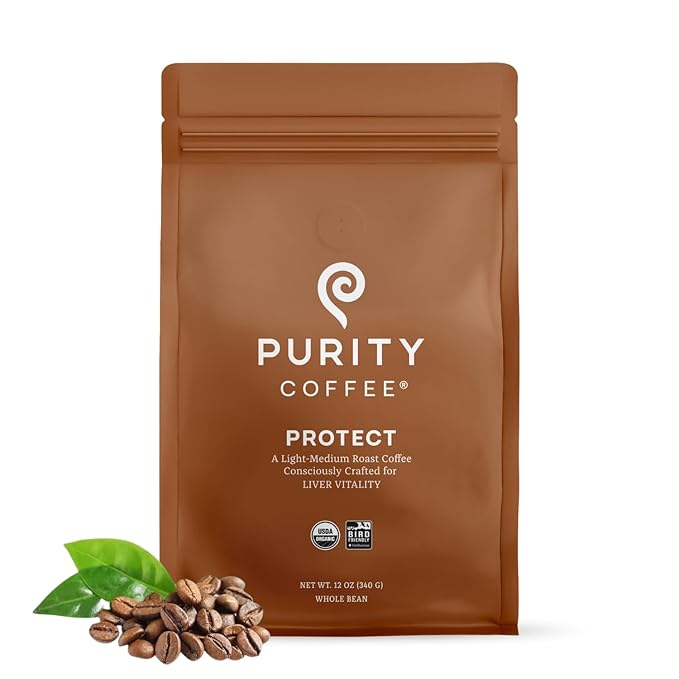 Purity Coffee PROTECT High Antioxidant Light-Medium Roast Whole Bean (12oz Bag) | Specialty-Grade USDA Organic Arabica Blend | Third Party Tested for Mold, Mycotoxins & Pesticides