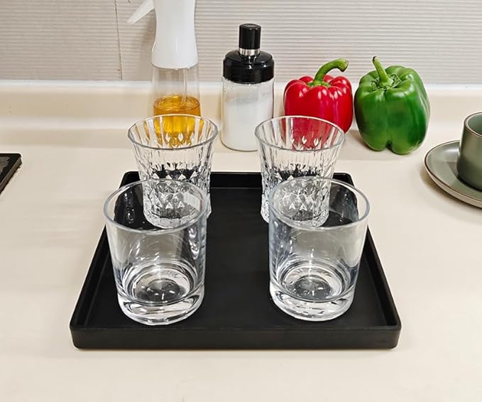 Small Square Serving Tray (9 inch), Durable Black Tray for Desserts & Organization, Lightweight for Coffee, Drinks, Party, Seasoning, Perfume and Display.