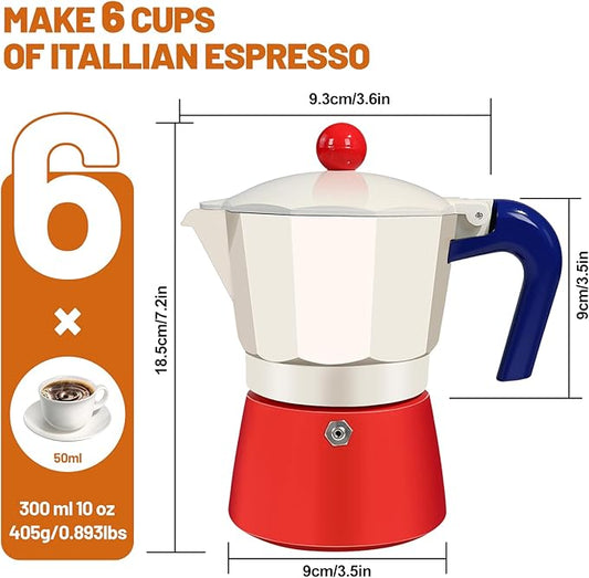DITOSH 6 Cup Aluminum Espresso Stovetop Moka Pot Express Coffee Maker Percolator Italian Classic Mocha Coffee Machine for Italian and Cuban Cafe Brewing for Home Camping 300ml
