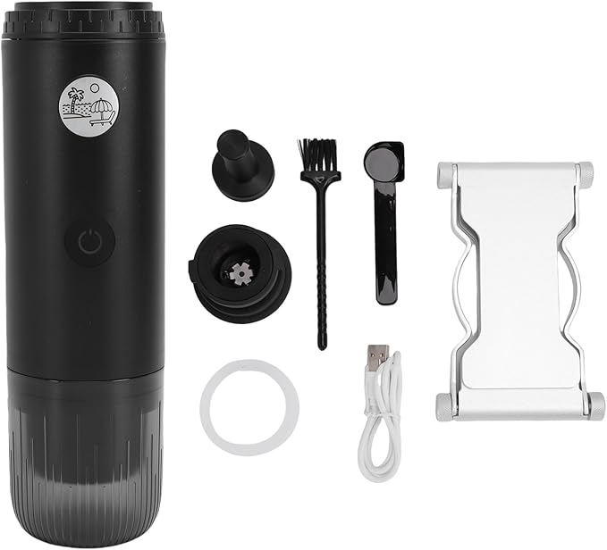 NOENNULL Portable Coffee Maker for Travel 19bar USB Rechargeable Cordless Portable Espresso Machine for Coffee Grounds & Capsules, Ideal for Camping, Hiking, Office, RV