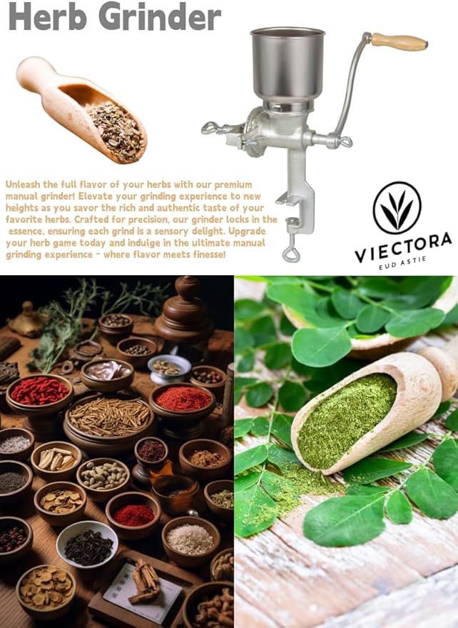 High Hopper Cast Iron Manual Grain Mill-Heavy Duty Grain Grinder, Coffee Grinder-Dry&Wet Grinding for Wheat,Grain