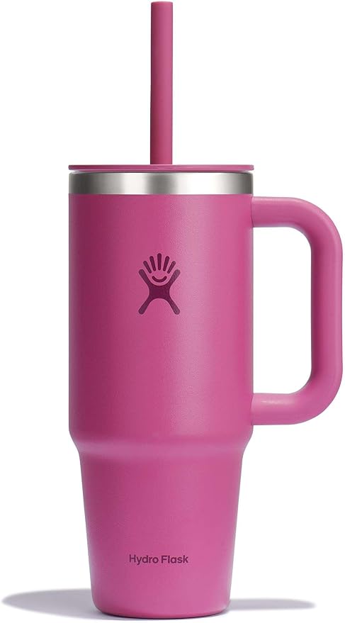 Hydro Flask Travel Tumbler with Handle, Lid and Straw - Insulated Stainless Steel in 24 Oz Reef