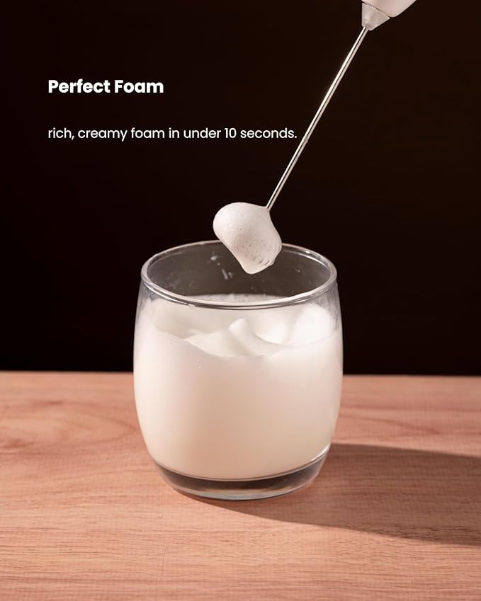 Gerbera Rechargeable Milk Frother Handheld,3 Speed Adjustable Electric Whisk Foam Maker, Handheld Drink Mixer, Frother Wand,Milk Foamer for Protein Powder, Drinks (Black)