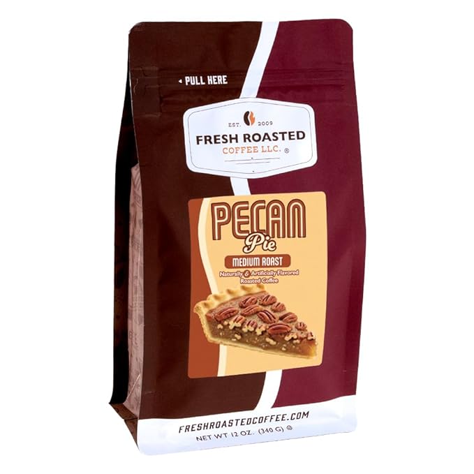 Fresh Roasted Coffee, Pecan Pie Flavored Coffee, 12 oz, Medium Roast, Kosher, Ground