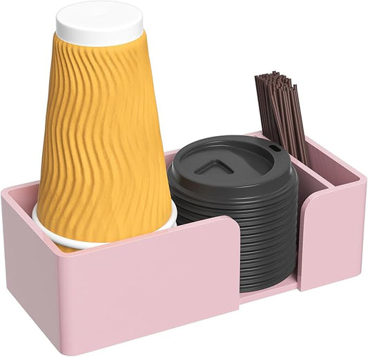 Coffee Cup Holder for Countertop - Pink Acrylic Coffee Bar Accessories 2 Cup Organizer Station Organizer Farmhouse Table Décor