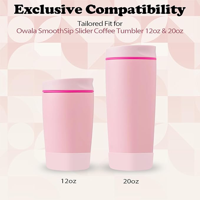 2Pcs Silicone Boot for Owala SmoothSip Slider Coffee Tumbler 20oz 12oz, Anti-Slip Sleeve for Travel Coffee Mug, Protective Accessories for Owala BPA Free (Pucker Up)