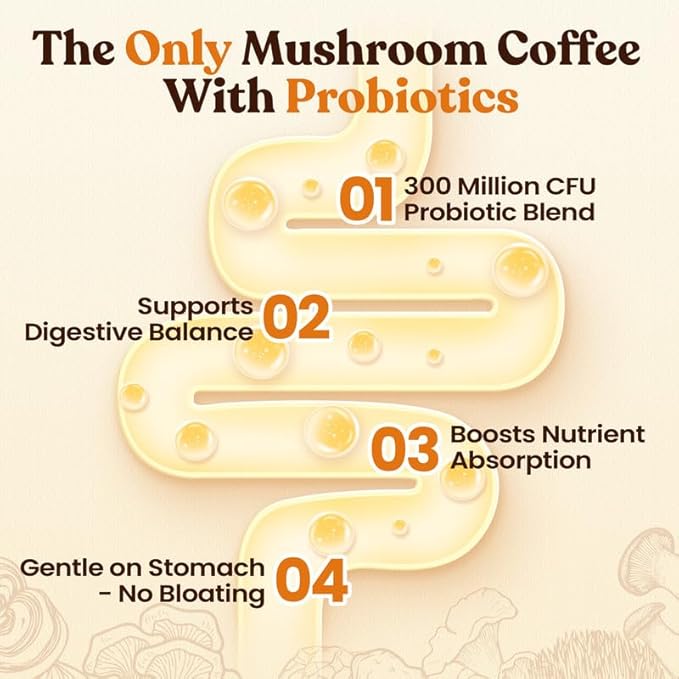 Venture Pal 4800mg Mushroom Coffee with 12 Adaptogenic Mushrooms, Lion's Mane, Cordyceps, Turkey tail, Reishi, Ashwagandha & Probiotics, Instant Coffee for Focus, Digestion & Immunity