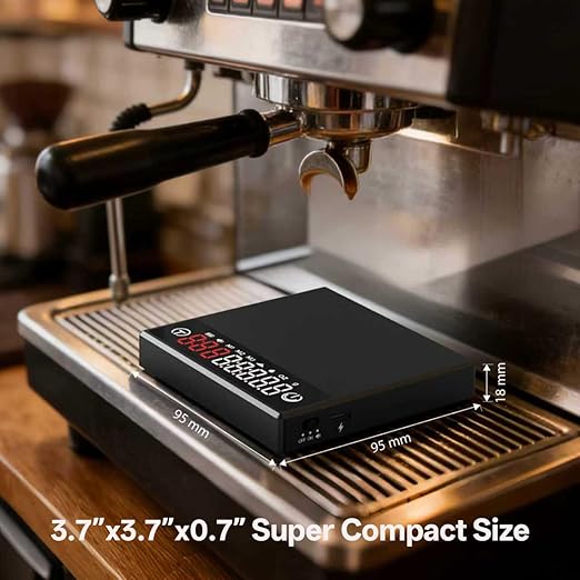 Mini Coffee Scale with Timer, USB-C Rechargeable Espresso Scale, 2kg/70oz Capacity, 0.1g Accuracy, Acurate Scale for Espresso and Pour-Over, 3 Modes, Mini Scale for Espresso, Black Color