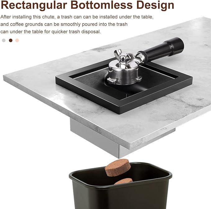 Bottomless Knock Box Espresso, Embedded Coffee Knock Box, Stainless Steel Countertop Espresso Grounds Container for Commercial Cafes Restaurants Home (5.44 x 5.91”)