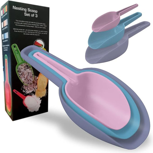 Scoop for Canisters Set of 3, Flour Scoops for Canisters Popcorn Scoop Plastic Scoops for Dry Goods Coffee Beans Cereals, 1.7/3.4/5.1 oz