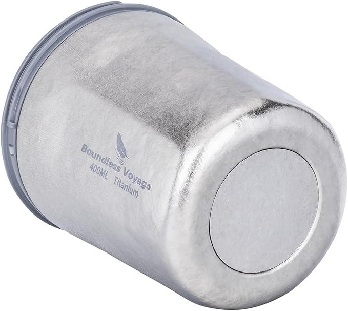 iBasingo Titanium Coffee Cup 400ml Insulated Travel Mug Spill Proof with Sliding Lid Reusable Double Wall Tea Cup Car Coffee Tumbler for Keeping Hot/Ice Water Tea Beer Ti3236D