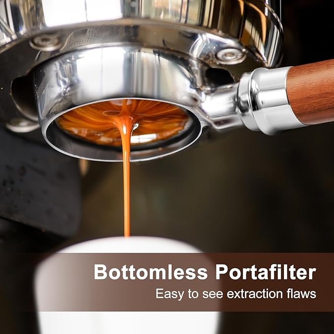 58mm Bottomless Portafilter 3 Ears Compatible with CASABREWS Ultra, 5700 Series, 4700Gense and Neutron Pro, Professional Espresso Naked Bottomless Portafilters with Stainless Steel Filter Basket